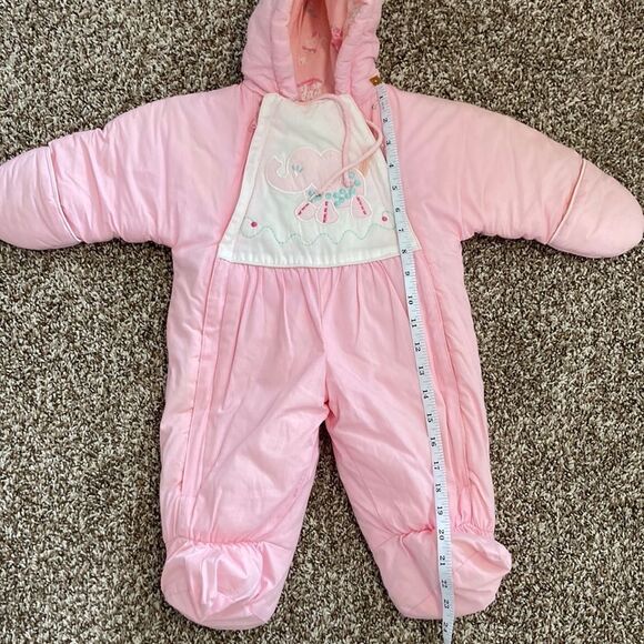 Vintage 80s 90s TidyKins Pink Elephant Pink Snowsuit - Picture 6 of 16